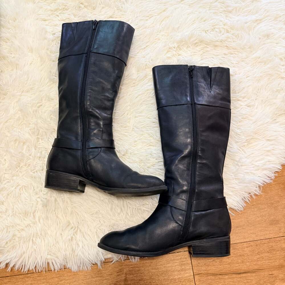 Lauren Ralph Lauren Mesa Black Leather Equestrian Riding Boots - Picture 2 of 7